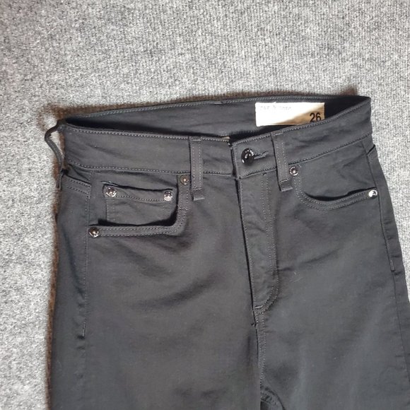 Rag & Bone Nina High Rise Ankle Cigarette 26 (M 26x27 11" Rise) Black Jeans A19 - Picture 4 of 9